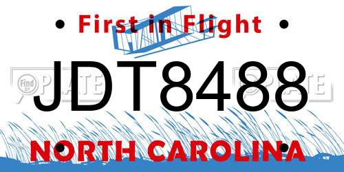 JDT8488 North Carolina License Plate