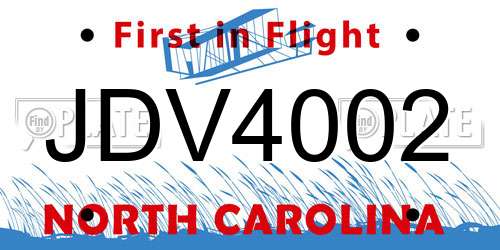 JDV4002 North Carolina License Plate