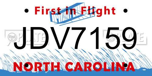 JDV7159 North Carolina License Plate