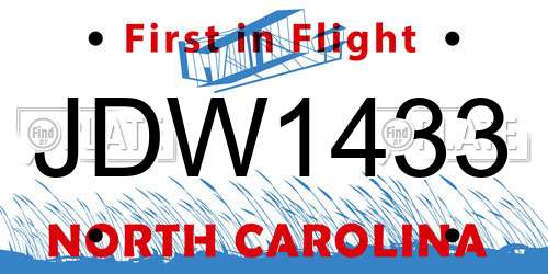 JDW1433 North Carolina License Plate