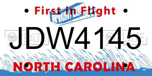 JDW4145 North Carolina License Plate