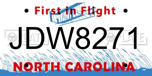 JDW8271 North Carolina License Plate