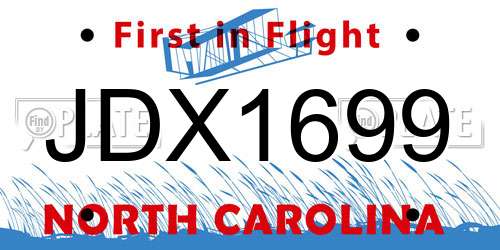 JDX1699 North Carolina License Plate