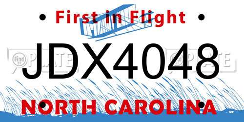 JDX4048 North Carolina License Plate
