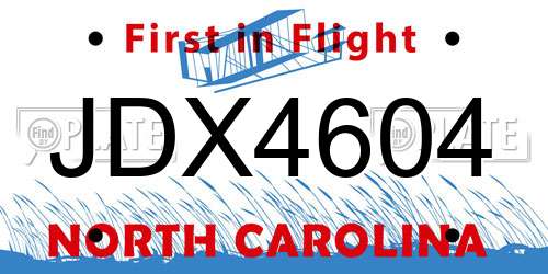 JDX4604 North Carolina License Plate