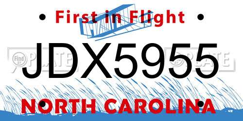 JDX5955 North Carolina License Plate