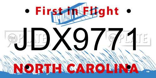 JDX9771 North Carolina License Plate