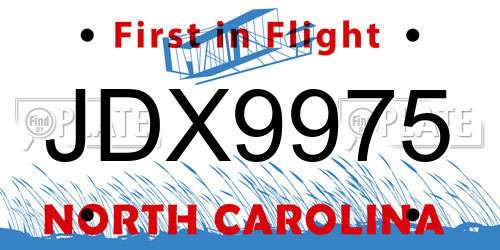 JDX9975 North Carolina License Plate