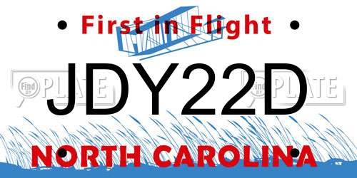 JDY22D North Carolina License Plate