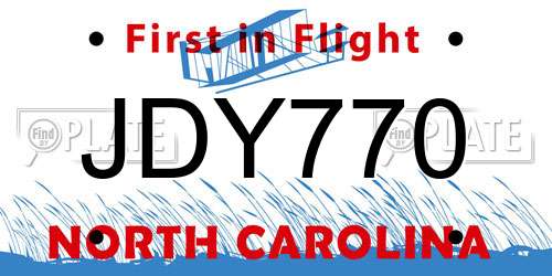 JDY770 North Carolina License Plate