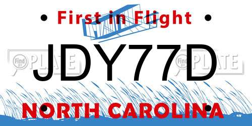 JDY77D North Carolina License Plate