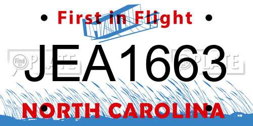 JEA1663 North Carolina License Plate
