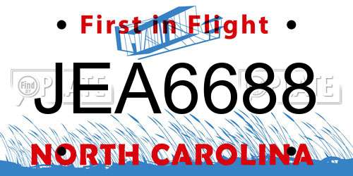 JEA6688 North Carolina License Plate