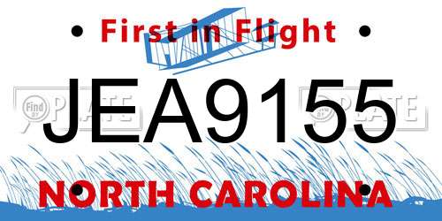JEA9155 North Carolina License Plate