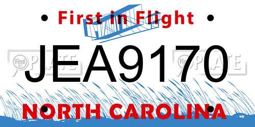 JEA9170 North Carolina License Plate