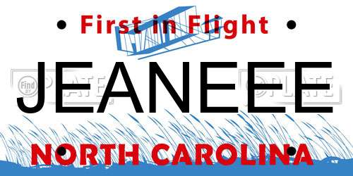 JEANEEE North Carolina License Plate