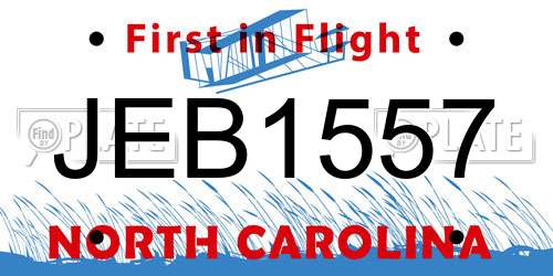 JEB1557 North Carolina License Plate