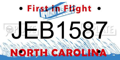 JEB1587 North Carolina License Plate