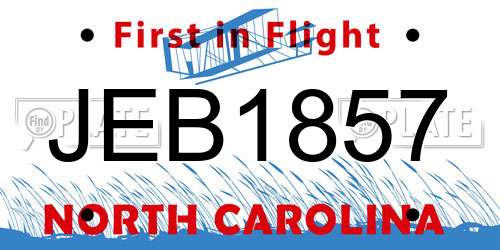 JEB1857 North Carolina License Plate