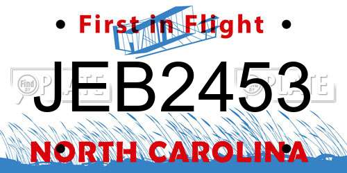 JEB2453 North Carolina License Plate