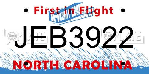 JEB3922 North Carolina License Plate