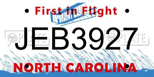 JEB3927 North Carolina License Plate