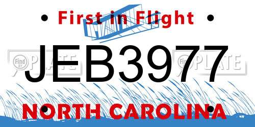 JEB3977 North Carolina License Plate