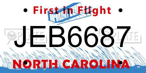 JEB6687 North Carolina License Plate