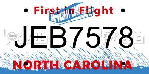 JEB7578 North Carolina License Plate