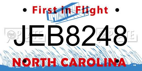 JEB8248 North Carolina License Plate