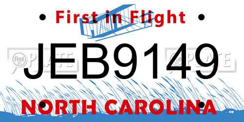 JEB9149 North Carolina License Plate