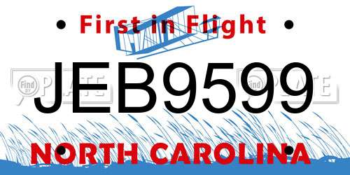 JEB9599 North Carolina License Plate