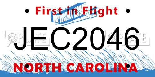 JEC2046 North Carolina License Plate