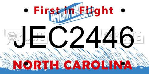 JEC2446 North Carolina License Plate