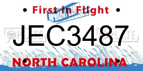 JEC3487 North Carolina License Plate