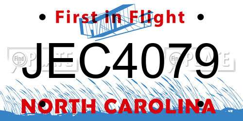 JEC4079 North Carolina License Plate