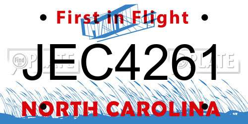 JEC4261 North Carolina License Plate
