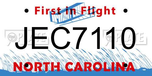 JEC7110 North Carolina License Plate