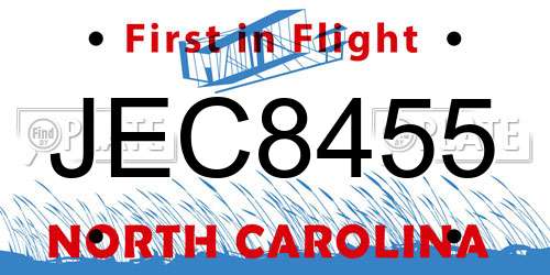 JEC8455 North Carolina License Plate