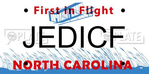 JEDICF North Carolina License Plate