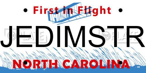 JEDIMSTR North Carolina License Plate