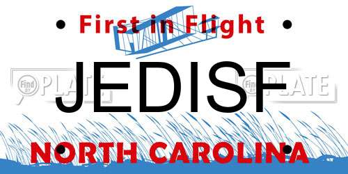 JEDISF North Carolina License Plate