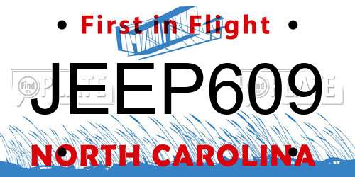 JEEP609 North Carolina License Plate