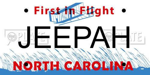 JEEPAH North Carolina License Plate