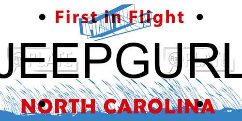 JEEPGURL North Carolina License Plate