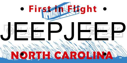 JEEPJEEP North Carolina License Plate