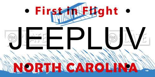 JEEPLUV North Carolina License Plate