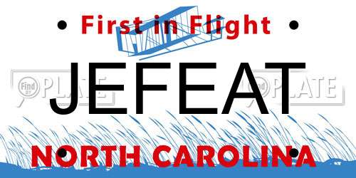 JEFEAT North Carolina License Plate