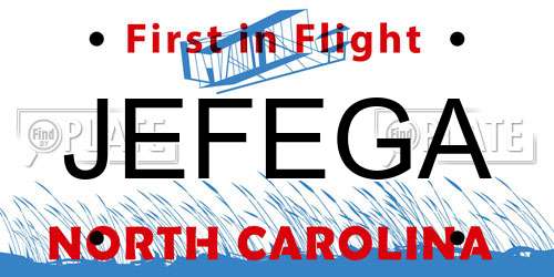 JEFEGA North Carolina License Plate