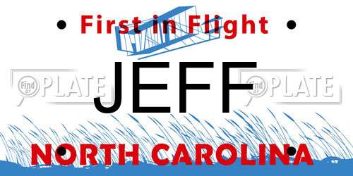 JEFF North Carolina License Plate